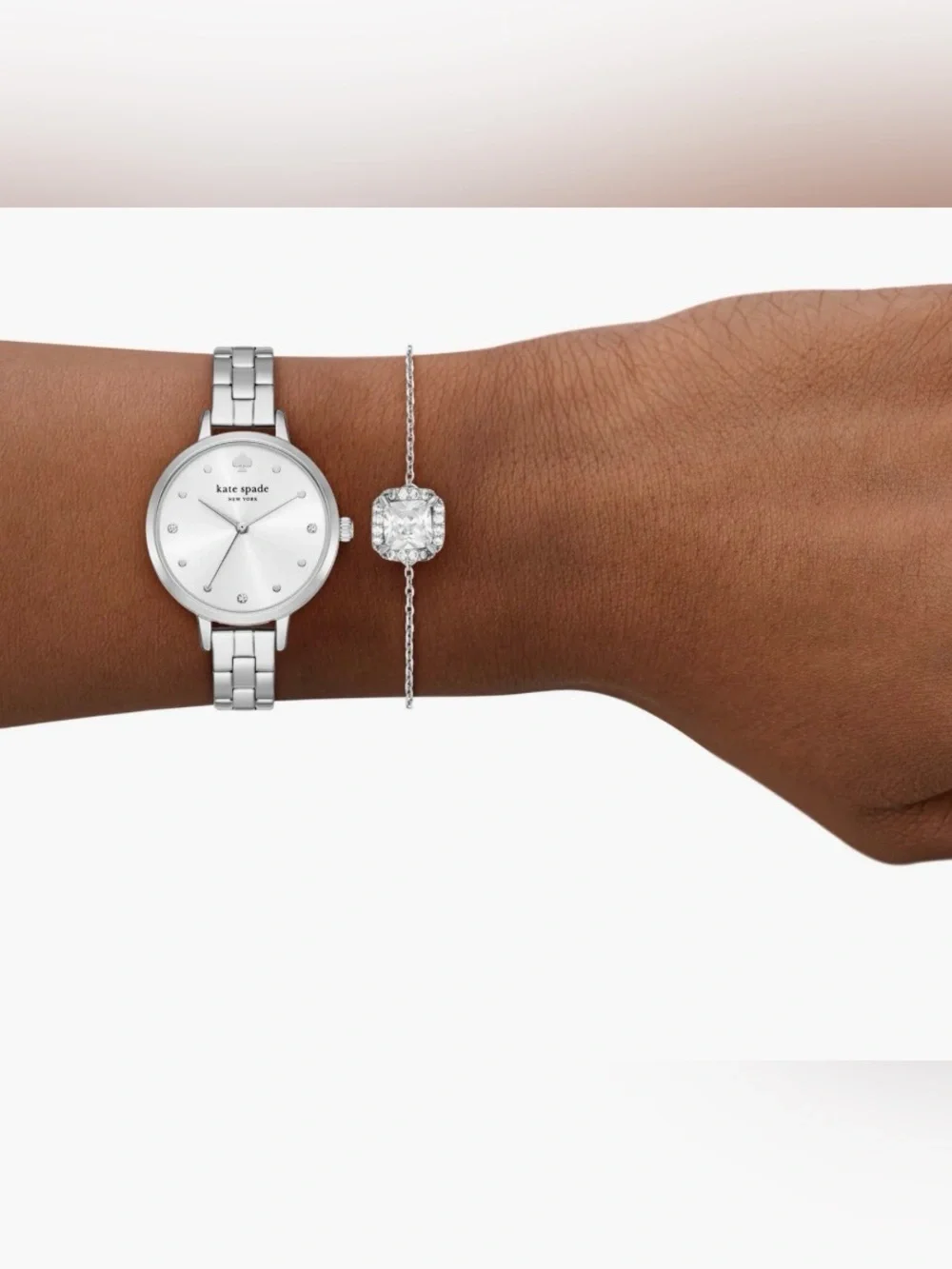 Kate Spade NY Metro Three-Hand Quartz Bracelet Watch & Crystal Bracelet Set NWT